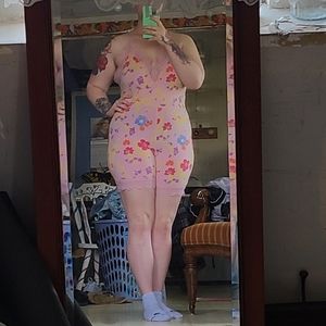 Free People XL Floral Bikeshort Romper